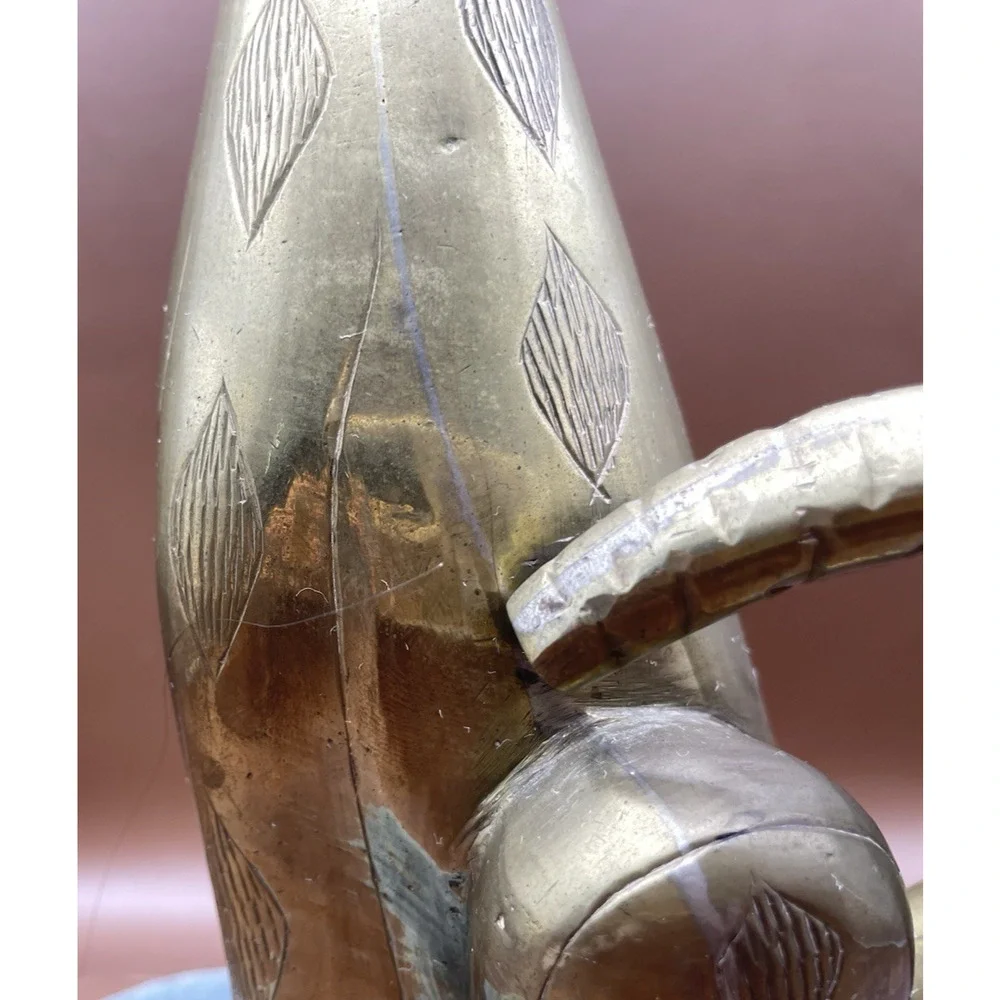 Vintage Solid Brass Long Neck Sitting Cat Figurine 9.5